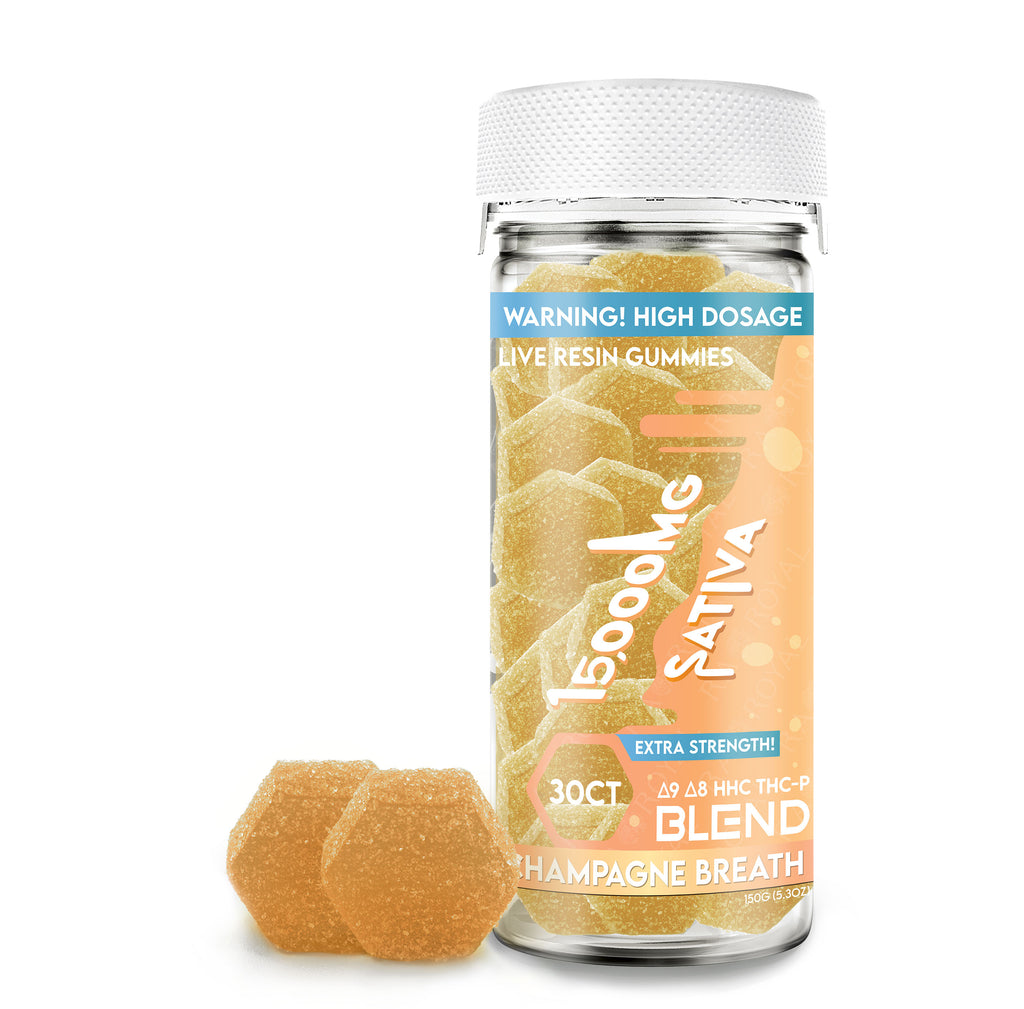 Ra Royal Champagne Breath Sativa Live Resin Blend Gummies 15,000MG