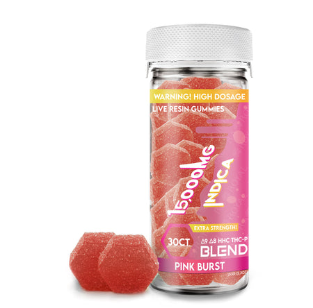 Ra Royal Pink Burst Indica Live Resin Blend Gummies 15,000MG