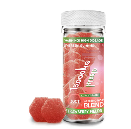 Ra Royal Strawberry Fields Hybrid Live Resin Blend Gummies 15,000MG