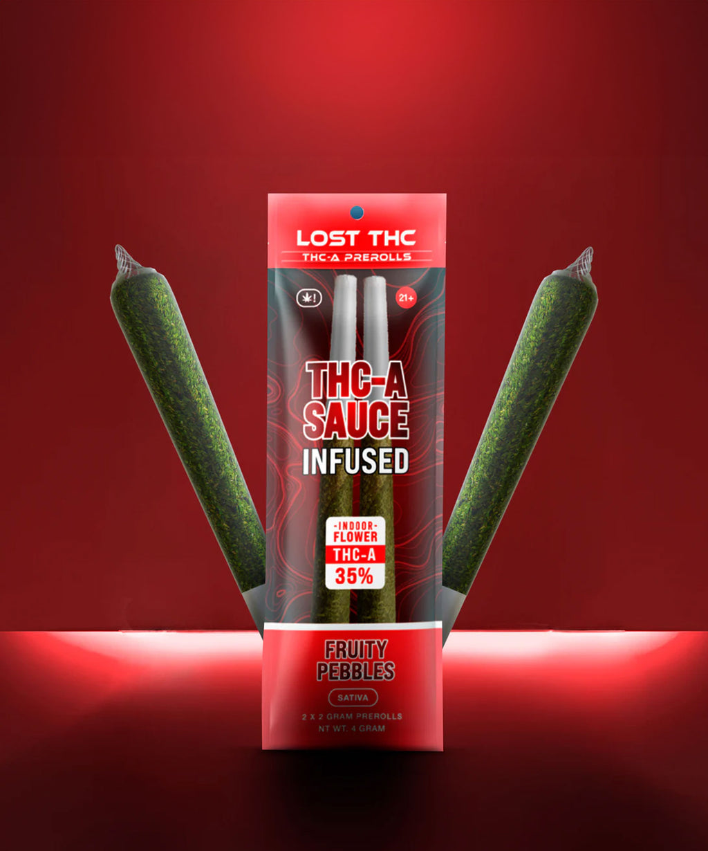 Lost THC 35% THCa Sauced Infused 2x2G Prerolls Fruity Pebbles