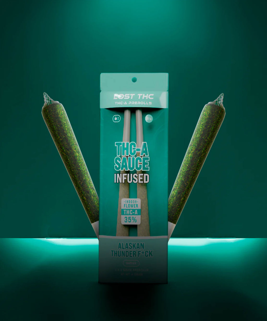 Lost THC 35% THCa Sauced Infused 2x2G Prerolls Alaskan Thunder F*ck