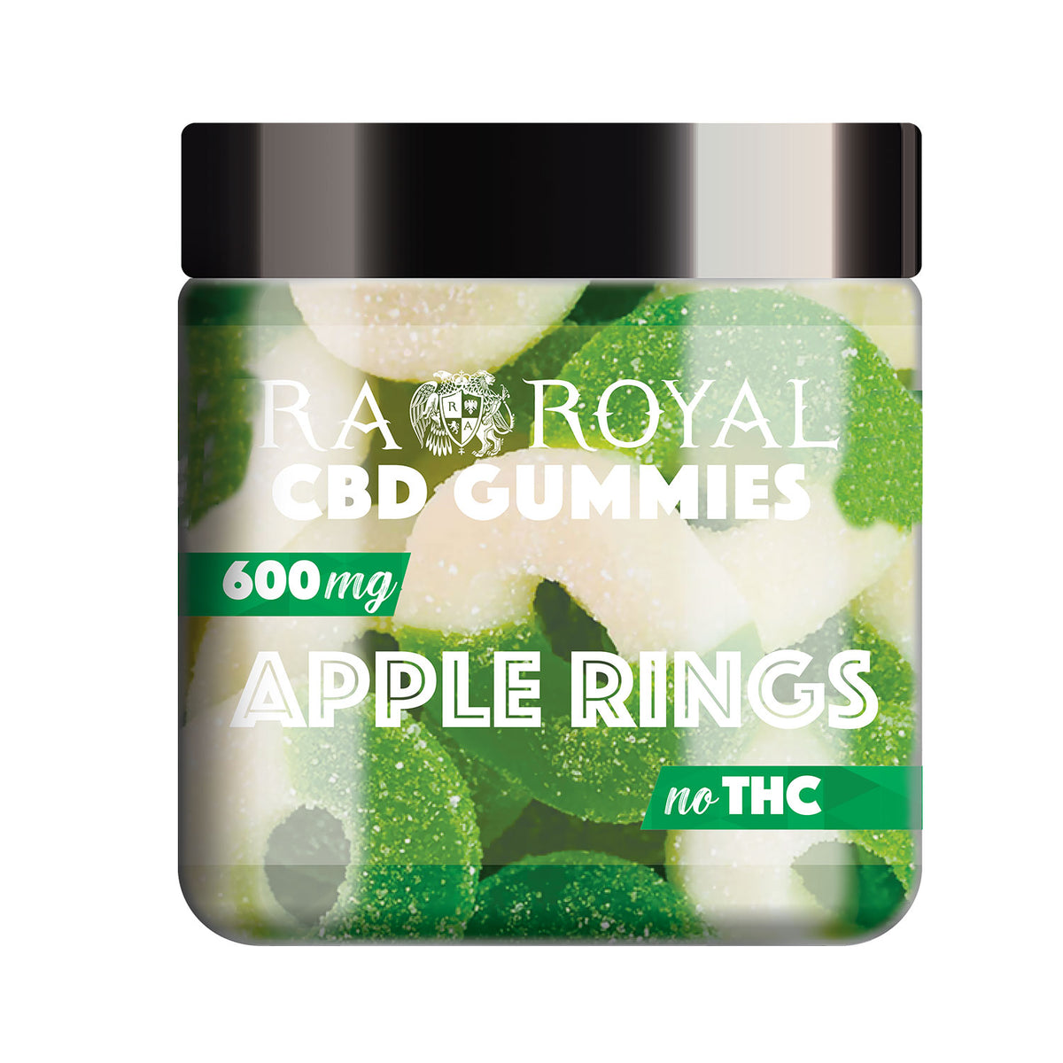 RA Royal CBD Isolate Apple Rings Gummies, 600MG jar