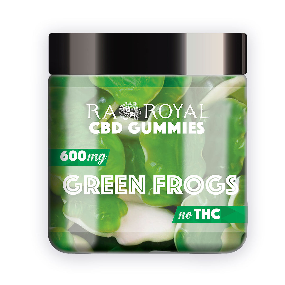 RA Royal CBD Isolate Gummy Green Frogs, 600MG jar