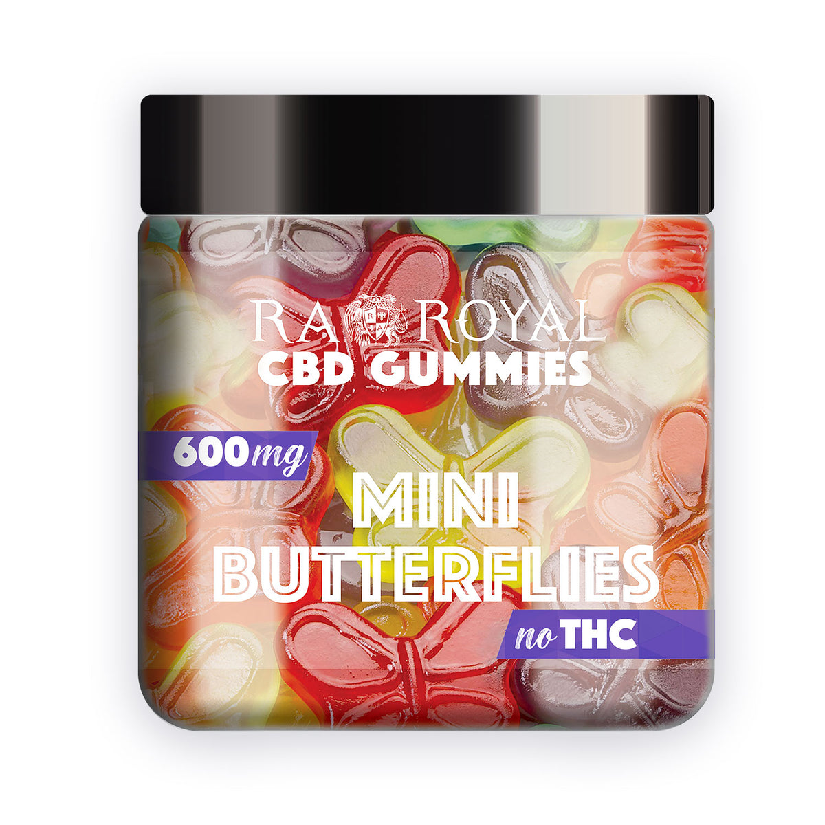 RA Royal CBD Isolate Mini Butterflies Gummies, 600MG jar