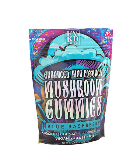 FVKD 500MG Mushroom Gummies Blue Raspberry