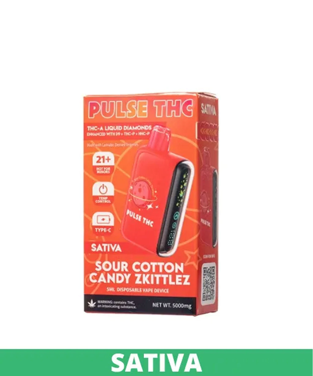 Pulse THC THCa Liquid Diamonds 5ML Vape Sour Cotton Candy Zkittlez