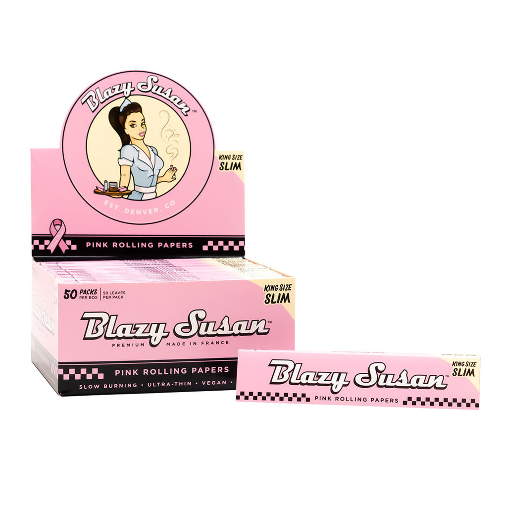Blazy Susan King Size Slim Size Rolling Paper Pink