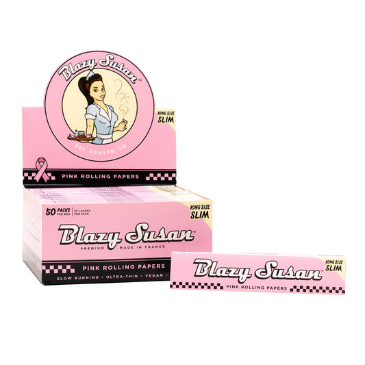Blazy Susan King Size Slim Size Rolling Paper Pink