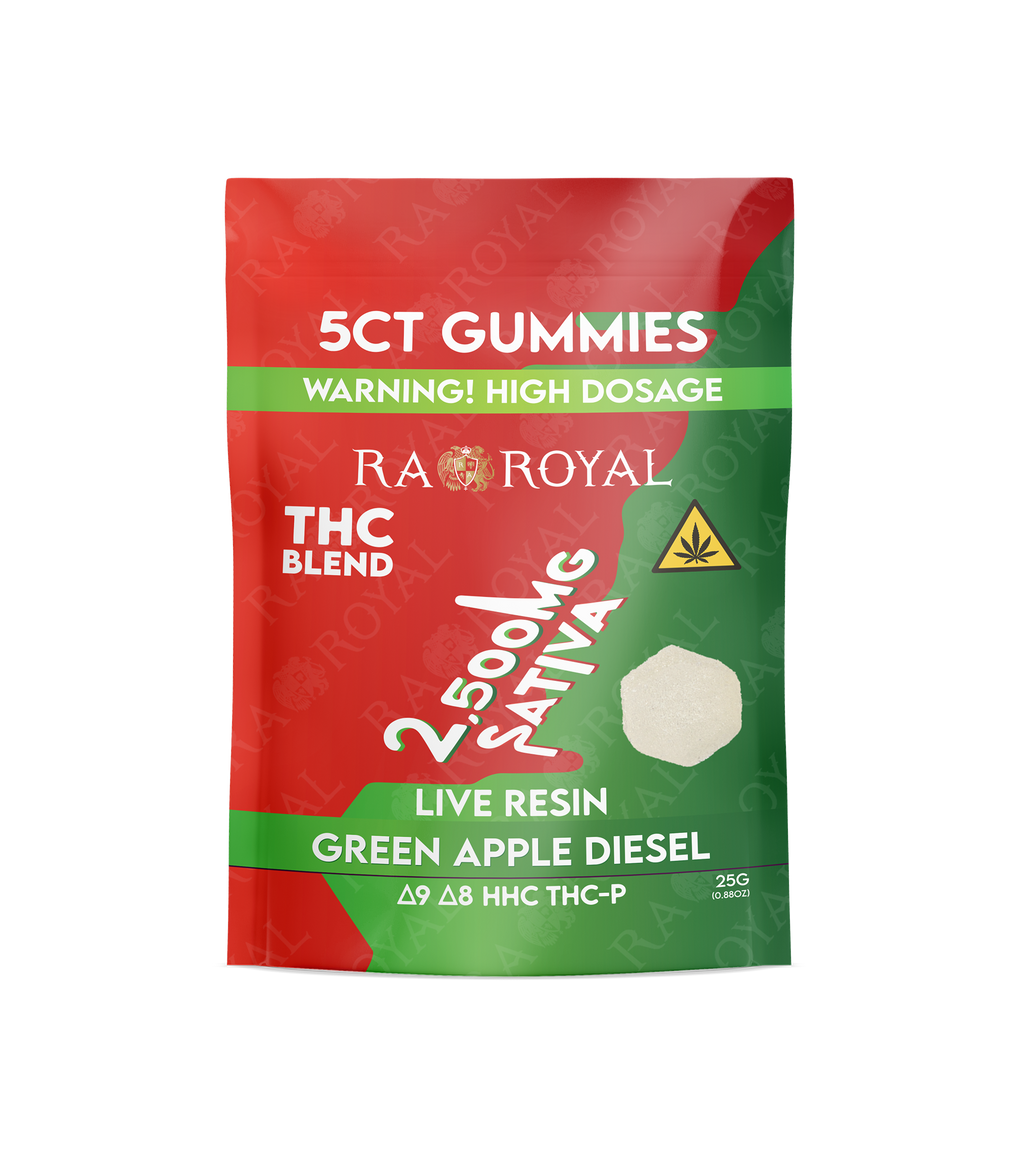 RA Royal THC Blend 2500MG Gummy: Green Apple Diesel (Sativa)