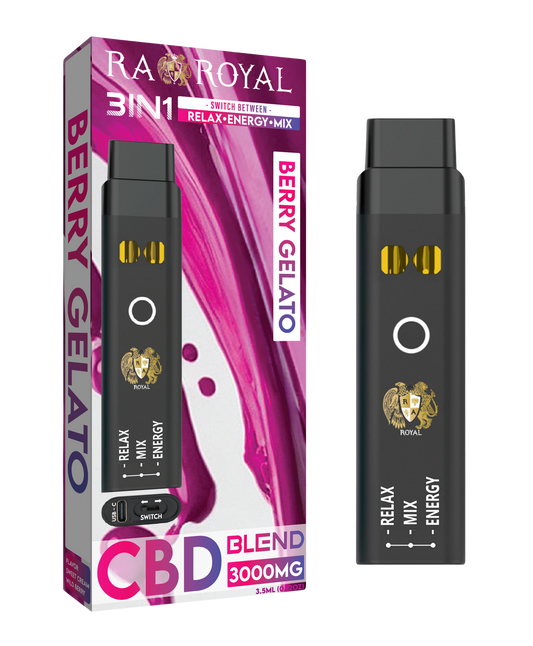 R.A. Royal CBD+ Three-in-One Disposable Vape Berry Gelato (3000MG) 