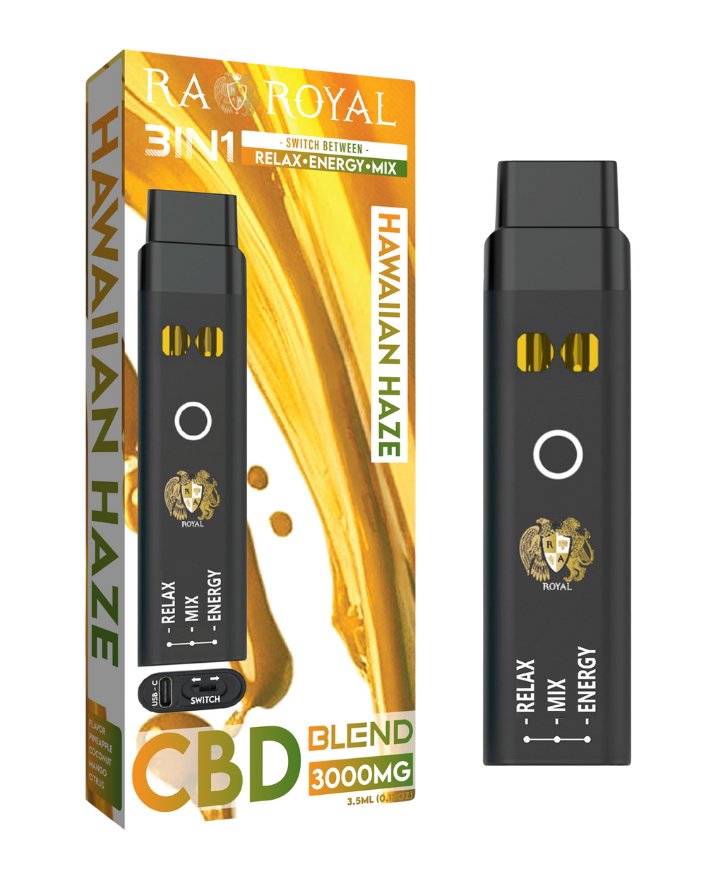 R.A. Royal CBD+ Three-in-One Disposable Vape Hawaiian Haze (3000MG) 