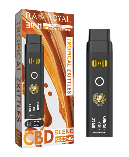 R.A. Royal CBD+ Three-in-One Disposable Vape Tropical Zkittles (3000MG) 