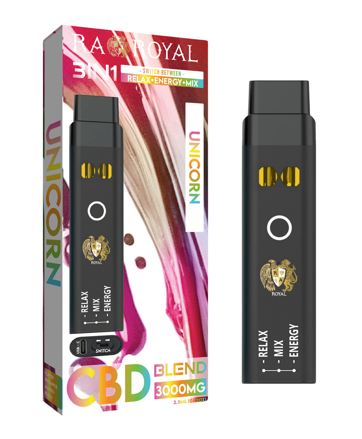 RA Royal CBD Blend Three In One Vape in Unicorn