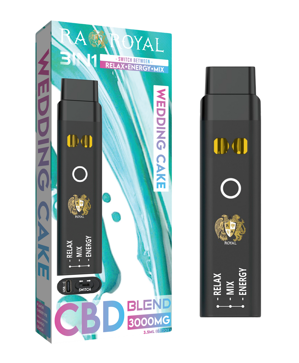 R.A. Royal CBD+ Three-in-One Disposable Vape Wedding Cake (3000MG) 