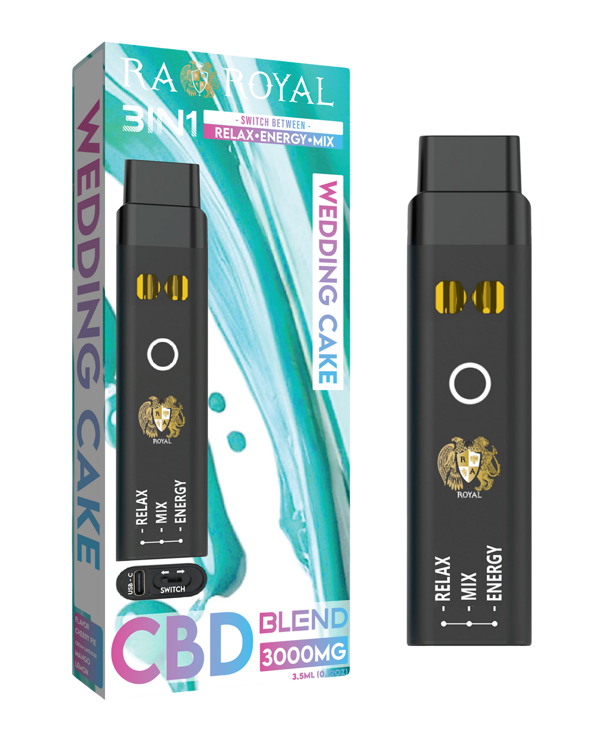 RA Royal CBD Blend Three In One Vape in Wedding Cake