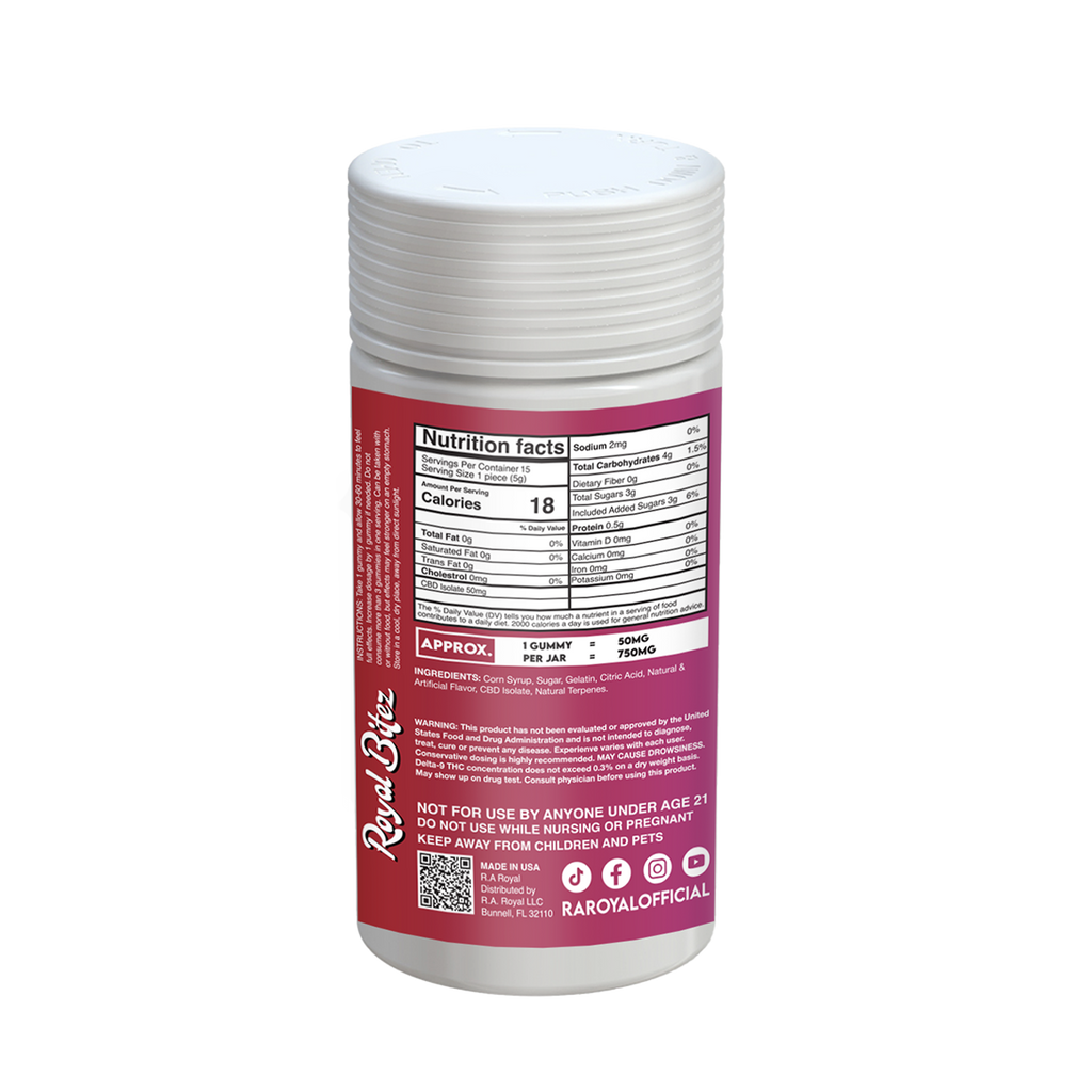 RA Royal Bitez Classic CBD 15CT Gummy: Cherry