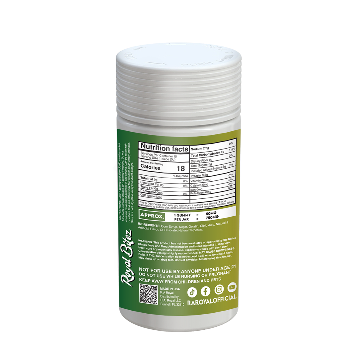 Gomitas RA Royal THC Blend 15000MG: Sandía silvestre (híbrida)