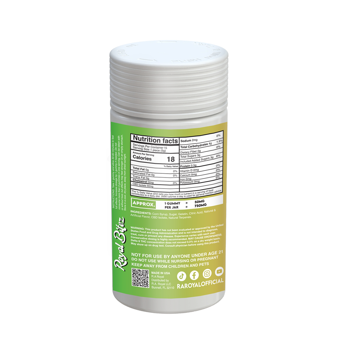 Gomitas RA Royal THC Blend 15000MG: Sandía silvestre (híbrida)
