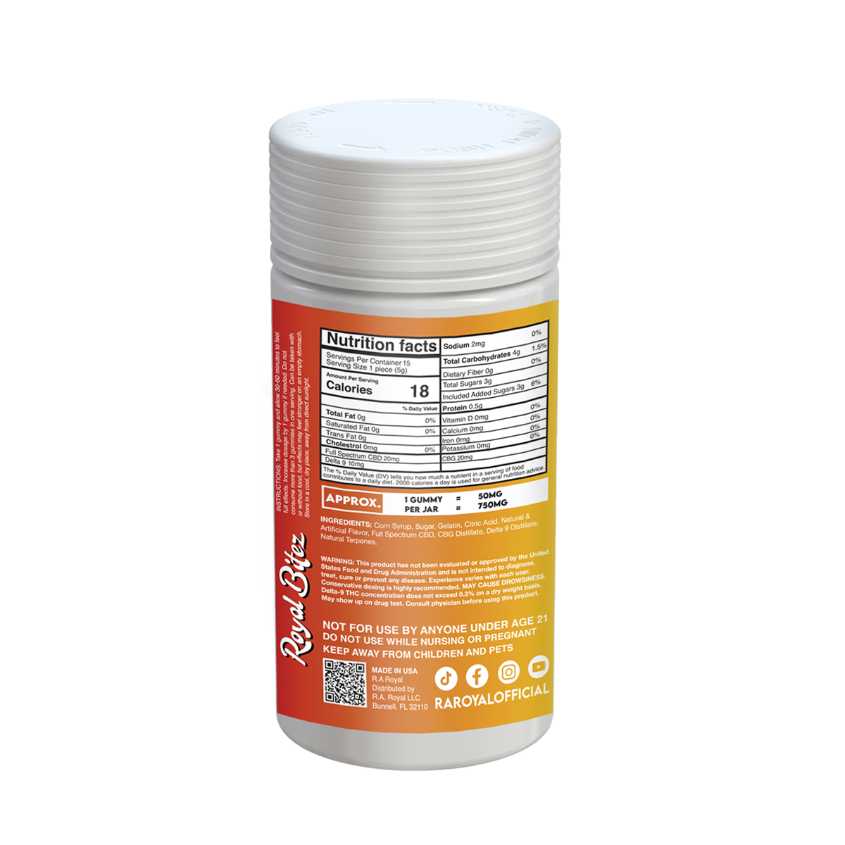 Gomitas RA Royal THC Blend 15000MG: Sandía silvestre (híbrida)