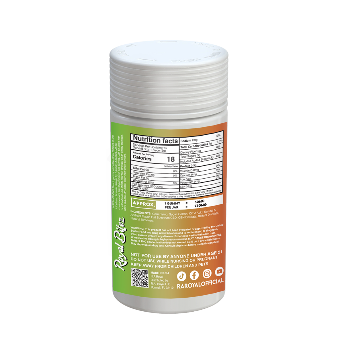Gomitas RA Royal THC Blend 15000MG: Sandía silvestre (híbrida)