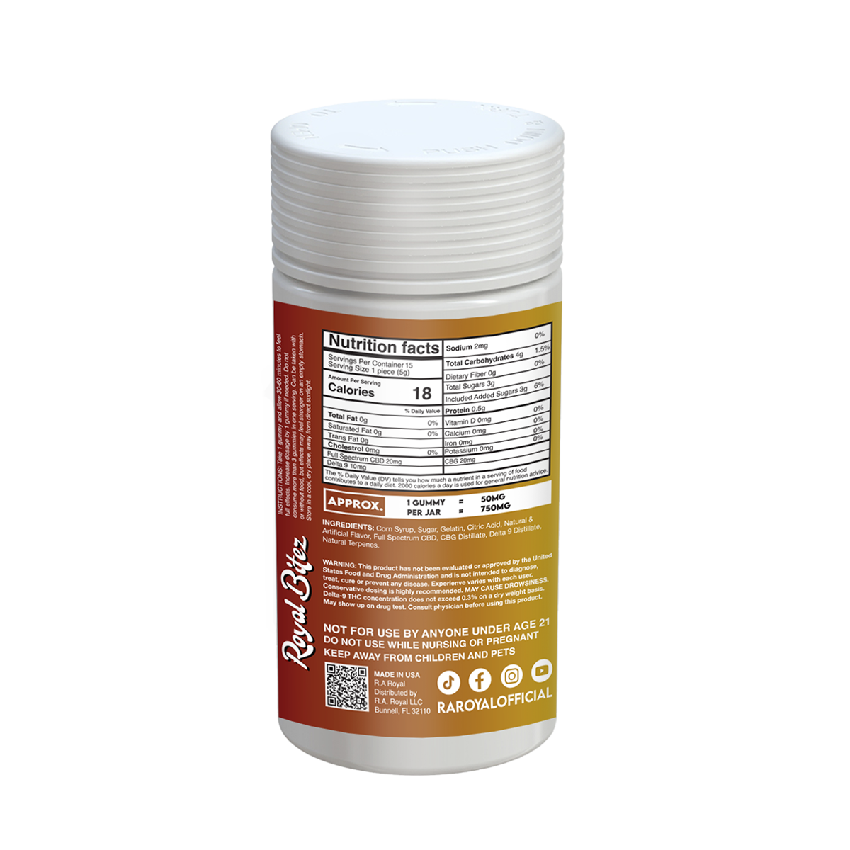 Gomitas RA Royal THC Blend 15000MG: Sandía silvestre (híbrida)