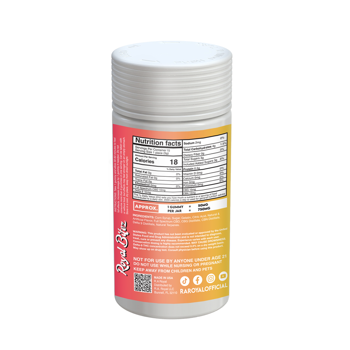 Gomitas RA Royal THC Blend 15000MG: Sandía silvestre (híbrida)