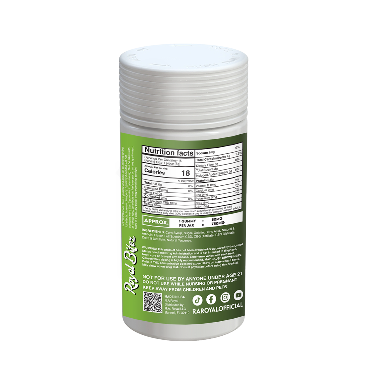 Gomitas RA Royal THC Blend 15000MG: Sandía silvestre (híbrida)