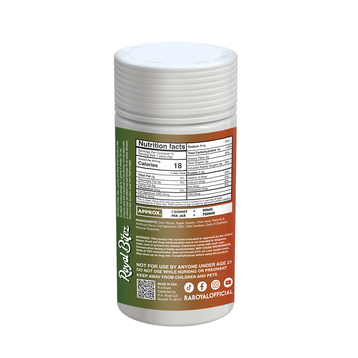 Gomitas RA Royal THC Blend 15000MG: Sandía silvestre (híbrida)