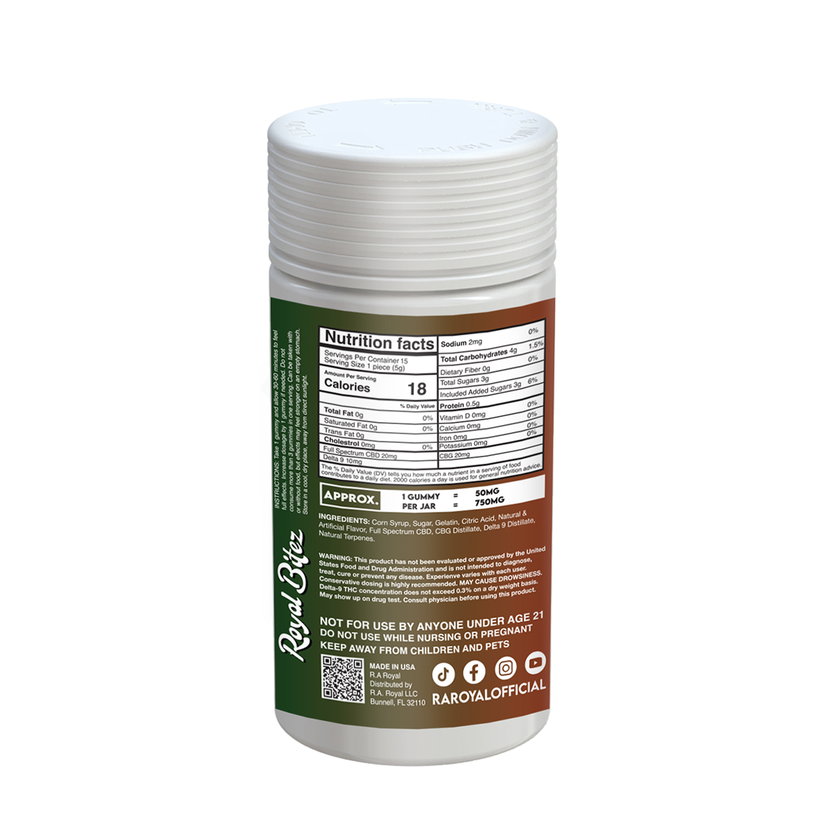 Gomitas RA Royal THC Blend 15000MG: Sandía silvestre (híbrida)