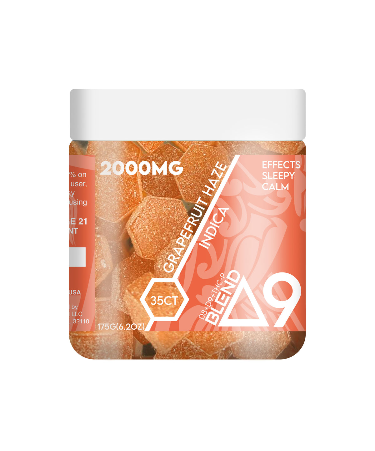 Ra Royal Grapefruit Haze Indica D9 Blend Gummies 2000MG 