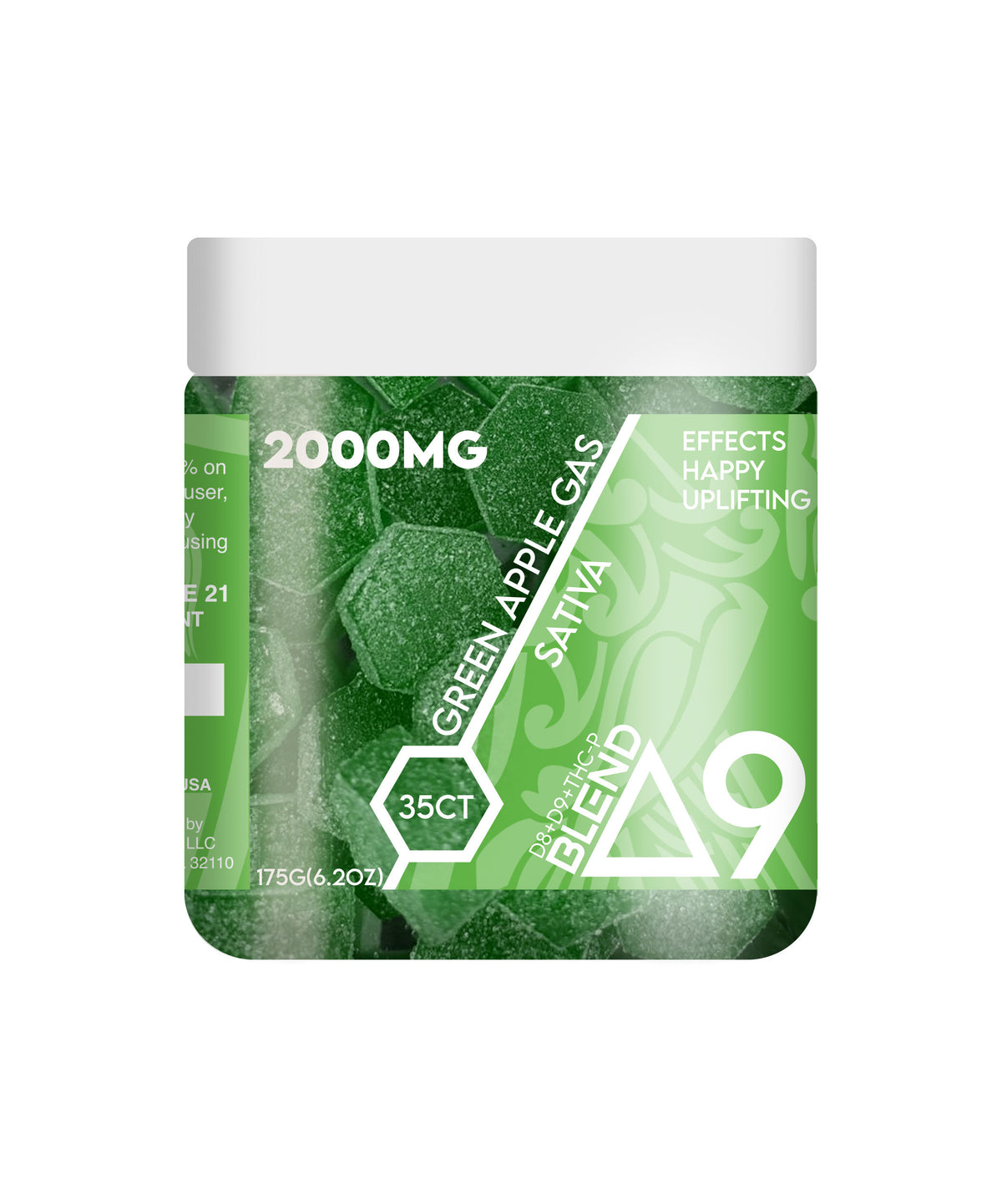 Ra Royal Green Apple Gas Sativa D9 Blend Gummies 2000MG 