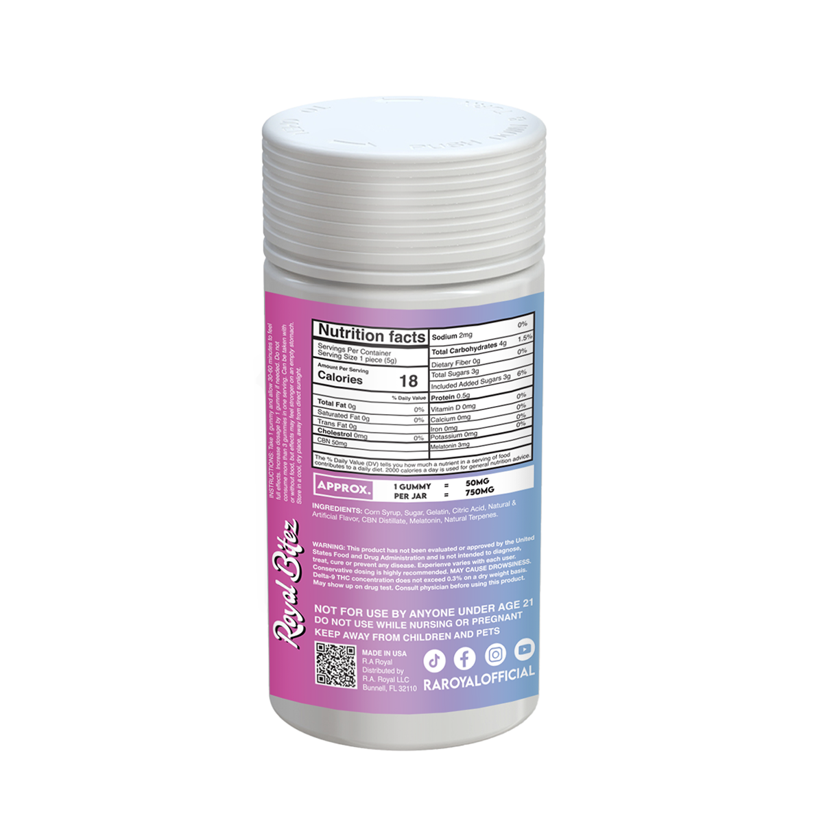 RA Royal Bitez Deep Sleep 15CT Gummy: Grape