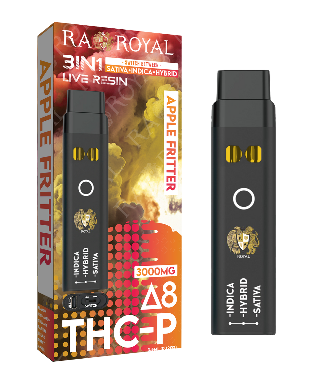 R.A. Royal Delta 8 + THC-P Three-In-One Disposable Vape Apple Fritter (3000MG)
