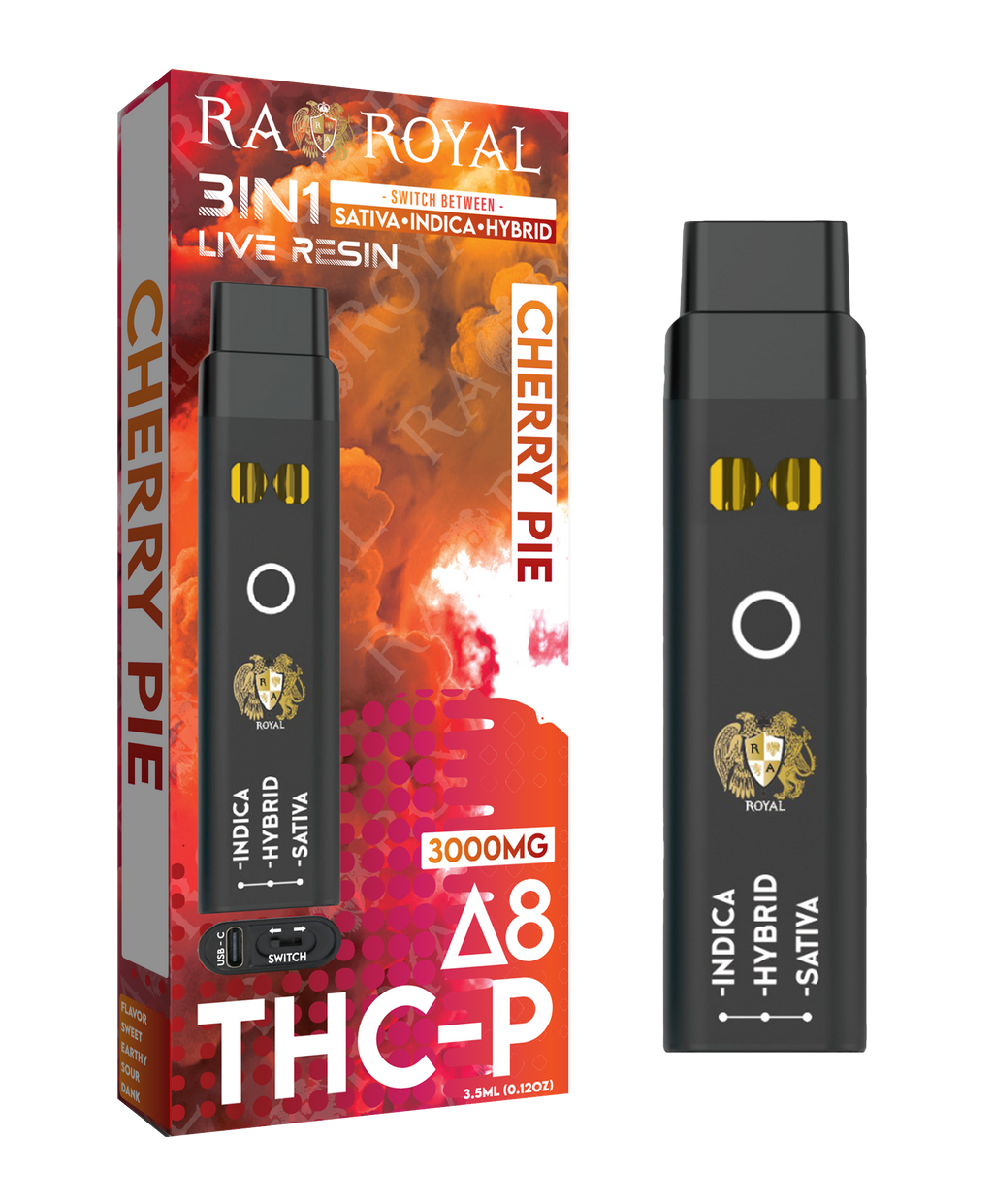 R.A. Royal Delta 8 + THC-P Three-In-One Disposable Vape Cherry Pie (3000MG)