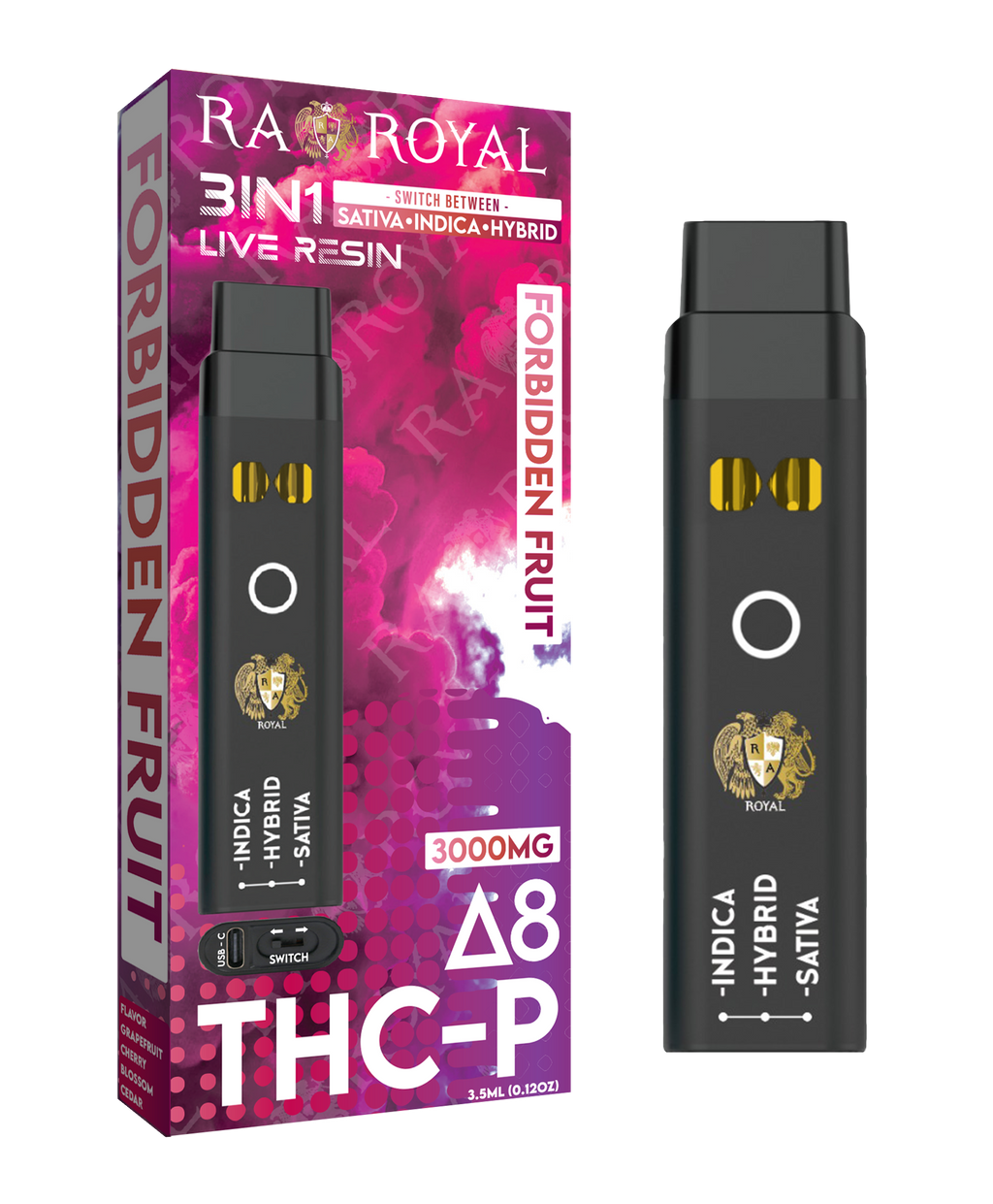 R.A. Royal Delta 8 + THC-P Three-In-One Disposable Vape Forbidden Fruit (3000MG)