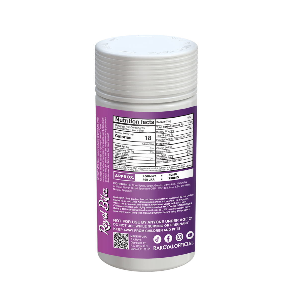 RA Royal Bitez Focus 15CT Gummy: Grape