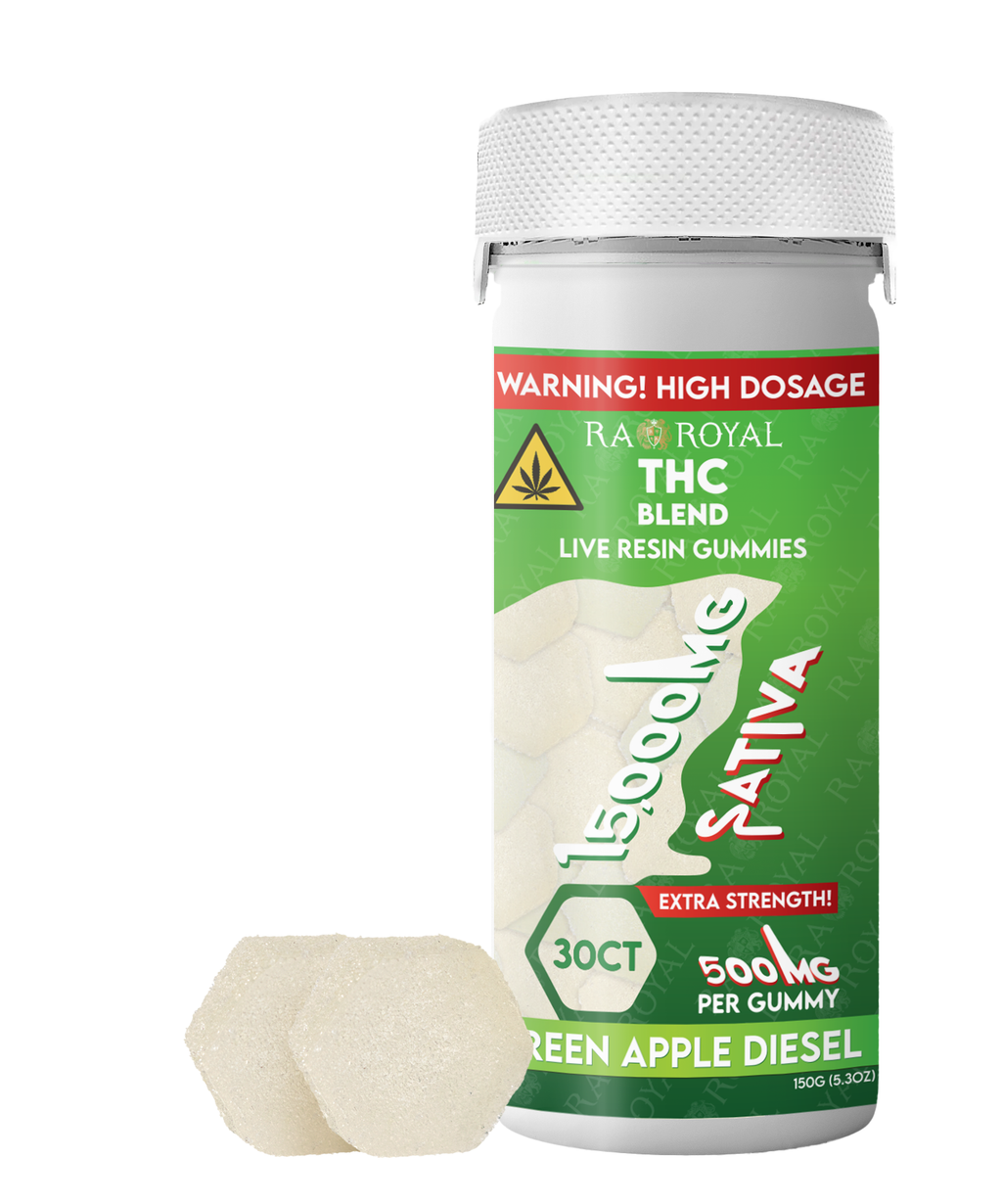 RA Royal THC Blend 15000MG Gummy: Green Apple Diesel (Sativa)