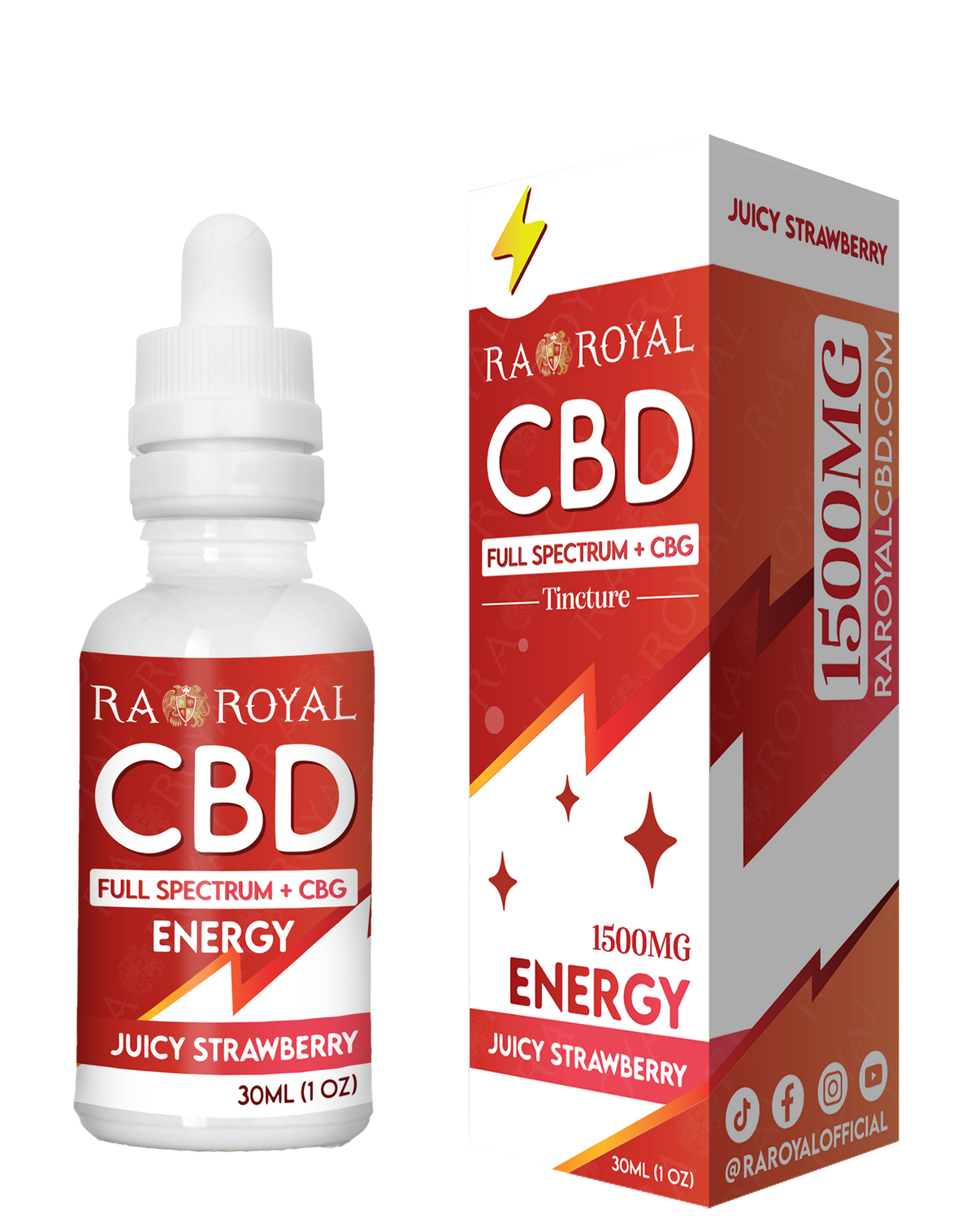 RA Royal CBD Blend 1500MG Tincture: Juicy Strawberry (Energy)