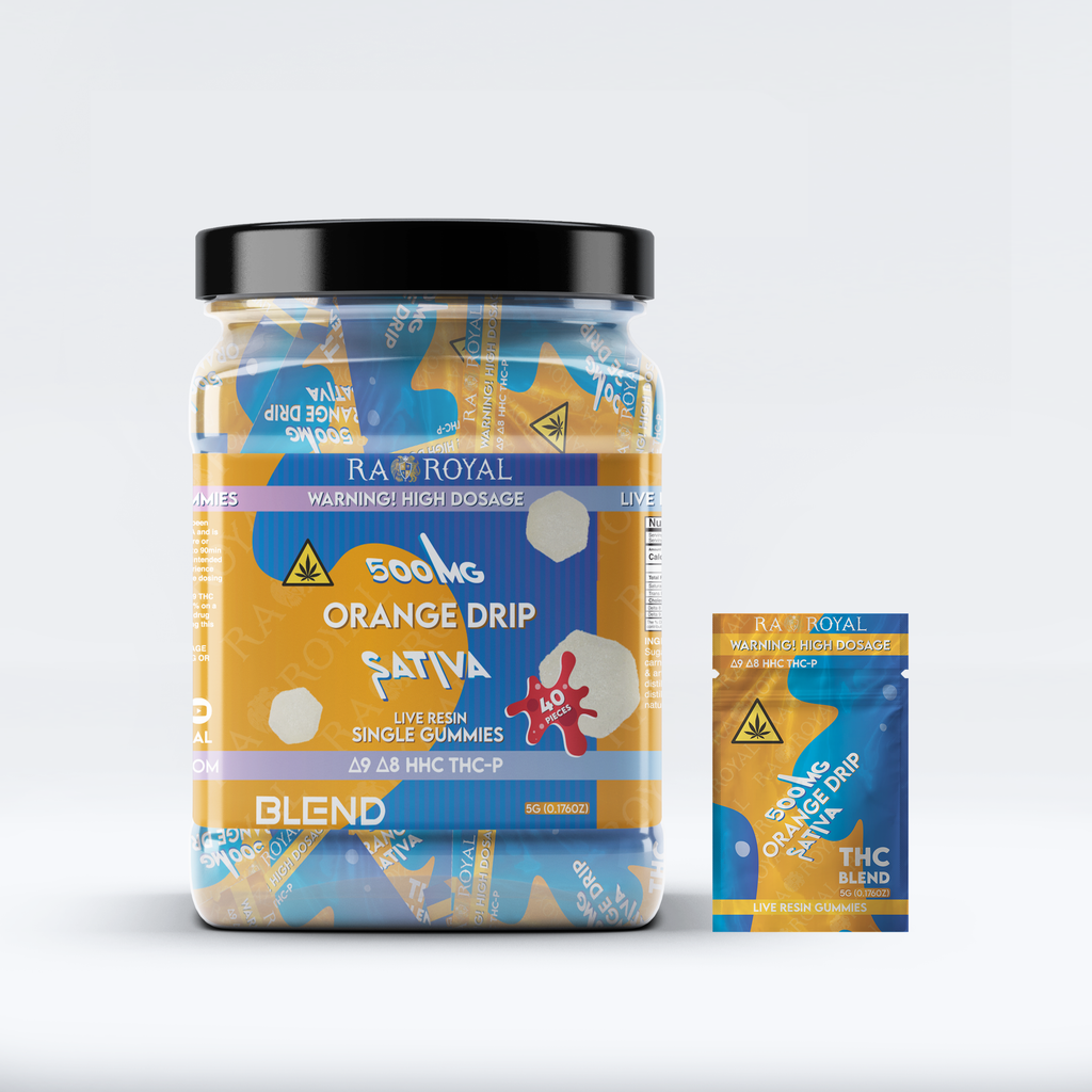 RA Royal THC Blend 500MG 40CT Single Gummy: Orange Drip (Sativa)