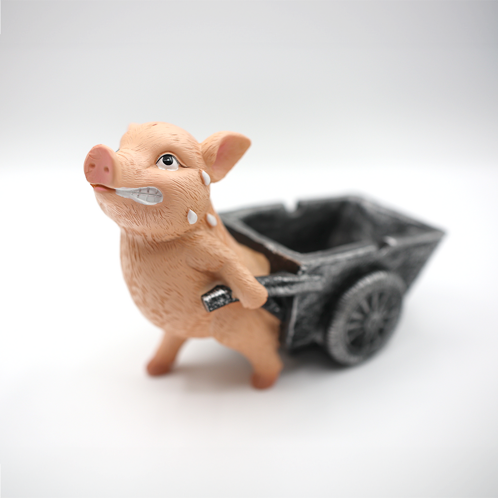 Pig with Trolley Ashtray angle 2 