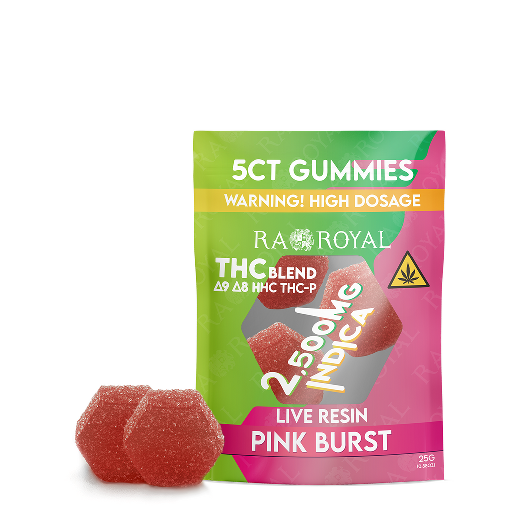 Ra Royal Pink Burst Indica Live Resin Blend Gummies 2500MG