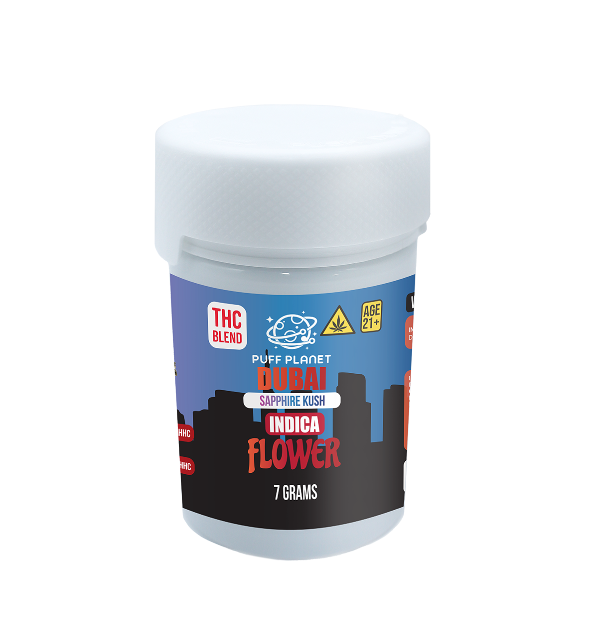 Puff Planet 7G THC Blend Flower: Dubai Sapphire Kush (Indica)