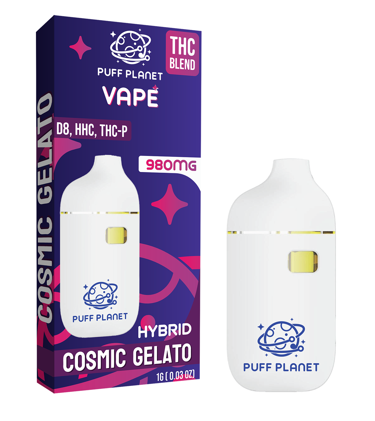 Puff Planet 1ML THC Blend Vape: Cosmic Gelato (Hybrid)