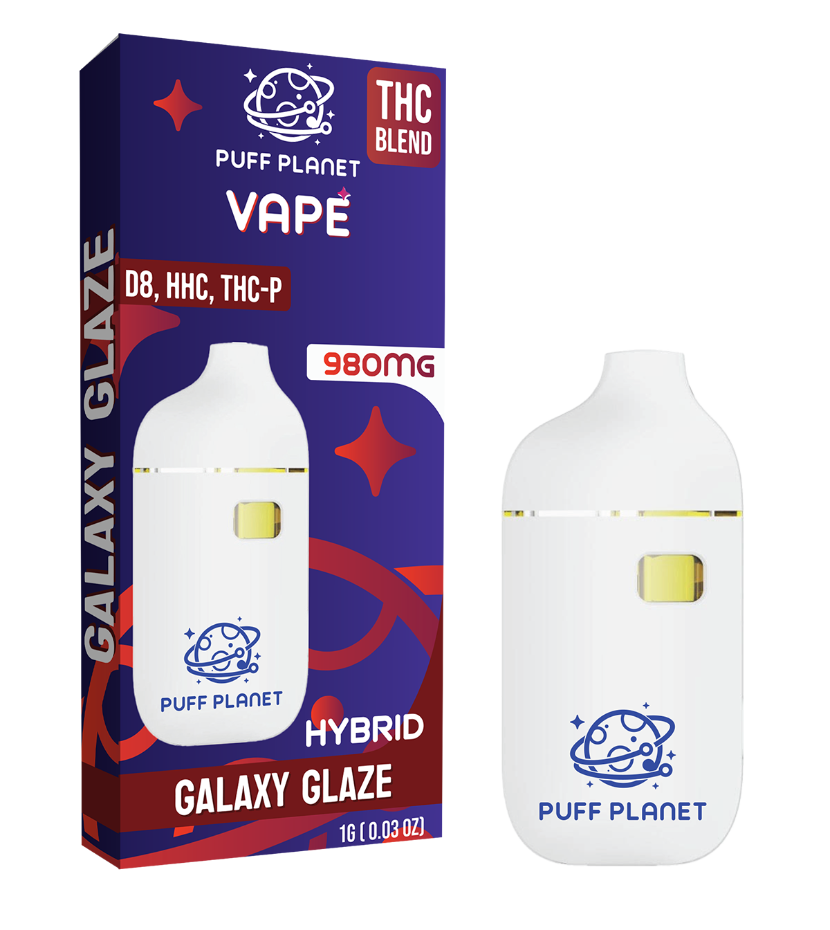 Puff Planet 1ML THC Blend Vape: Galaxy Glaze (Hybrid)