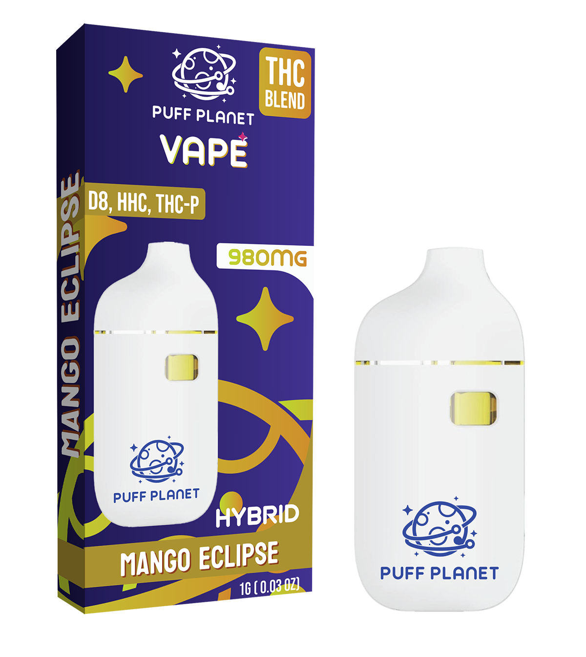 Puff Planet 1ML THC Blend Vape: Mango Eclipse (Hybrid)