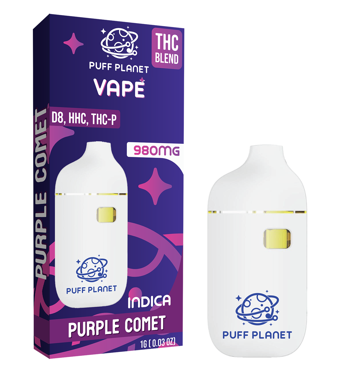Puff Planet 1ML THC Blend Vape: Purple Comet (Indica)