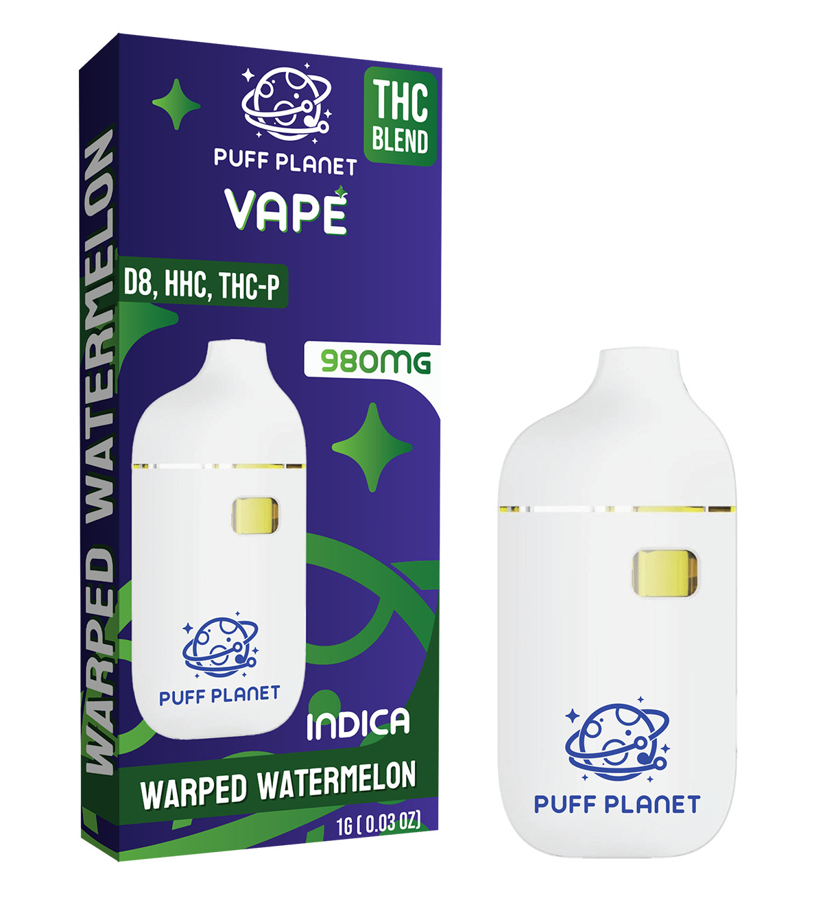 Puff Planet 1ML THC Blend Vape: Warped Watermelon (Indica)