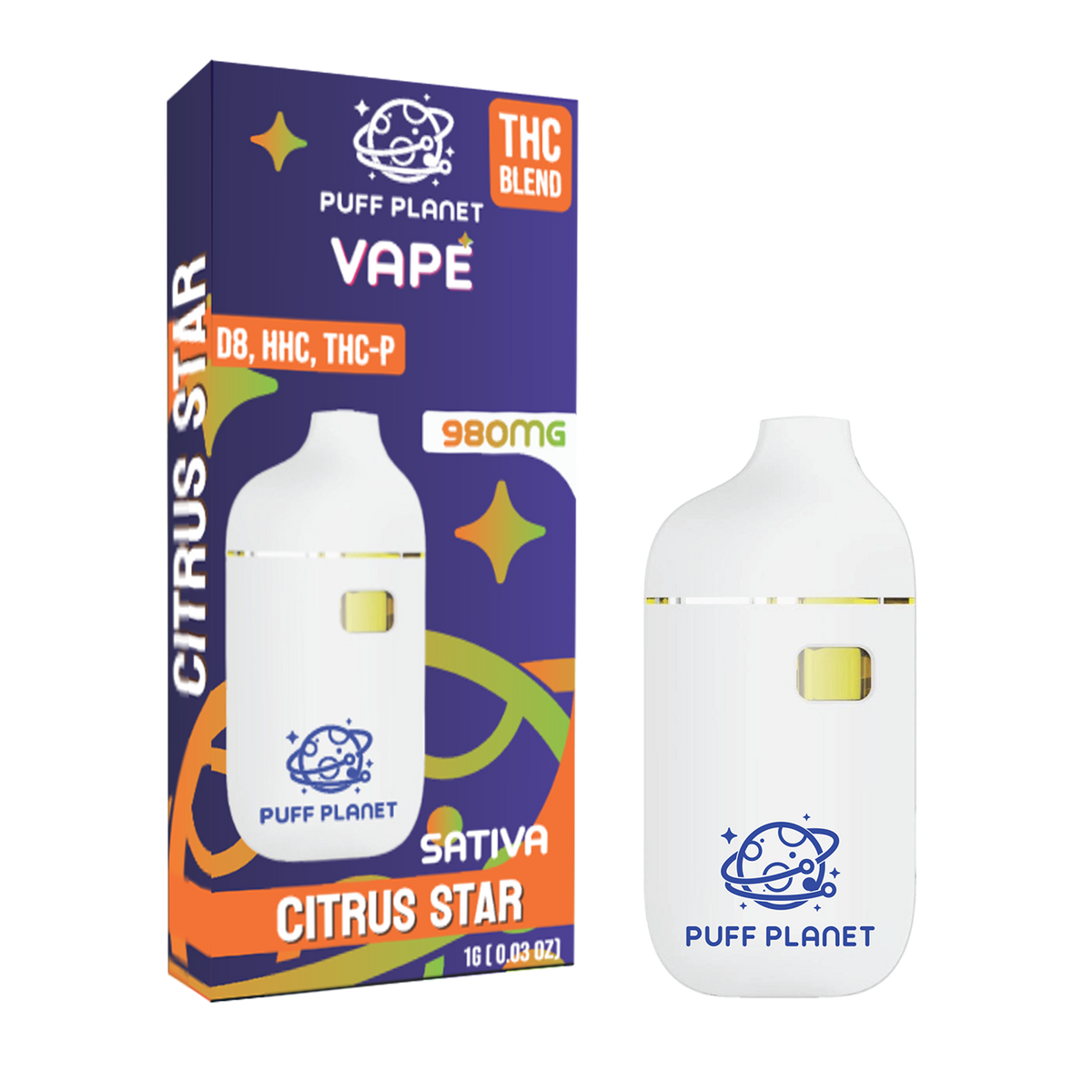 Puff Planet 1ML THC Blend Vape: Citrus Star (Sativa)