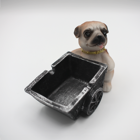 Pug with Gold Collar Ashtray angle 1 