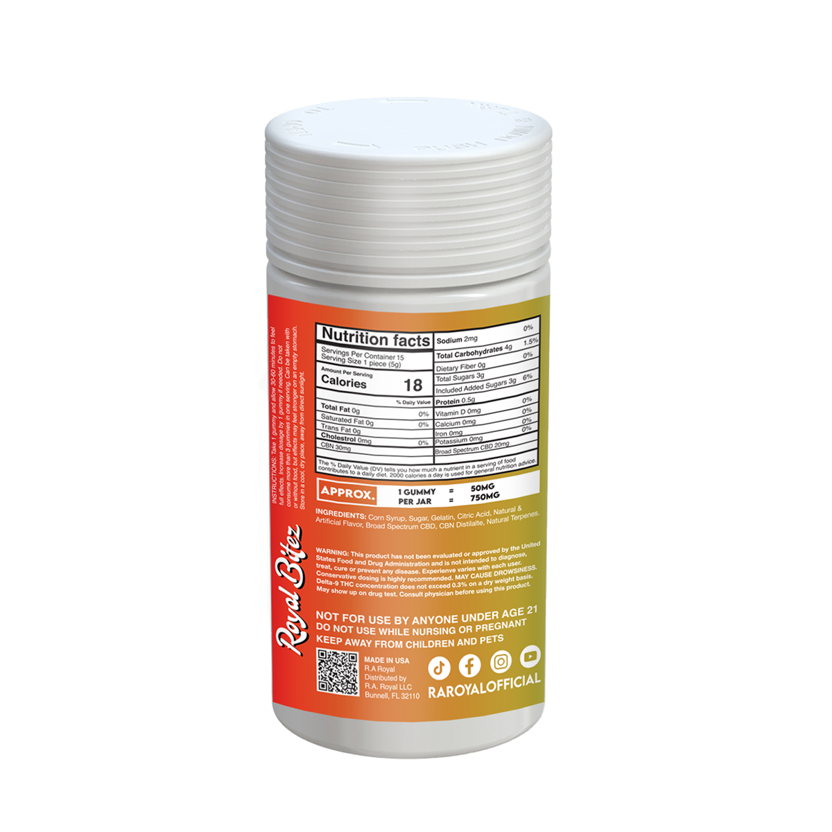 RA Royal Bitez Relax 15CT Gummy: Mango